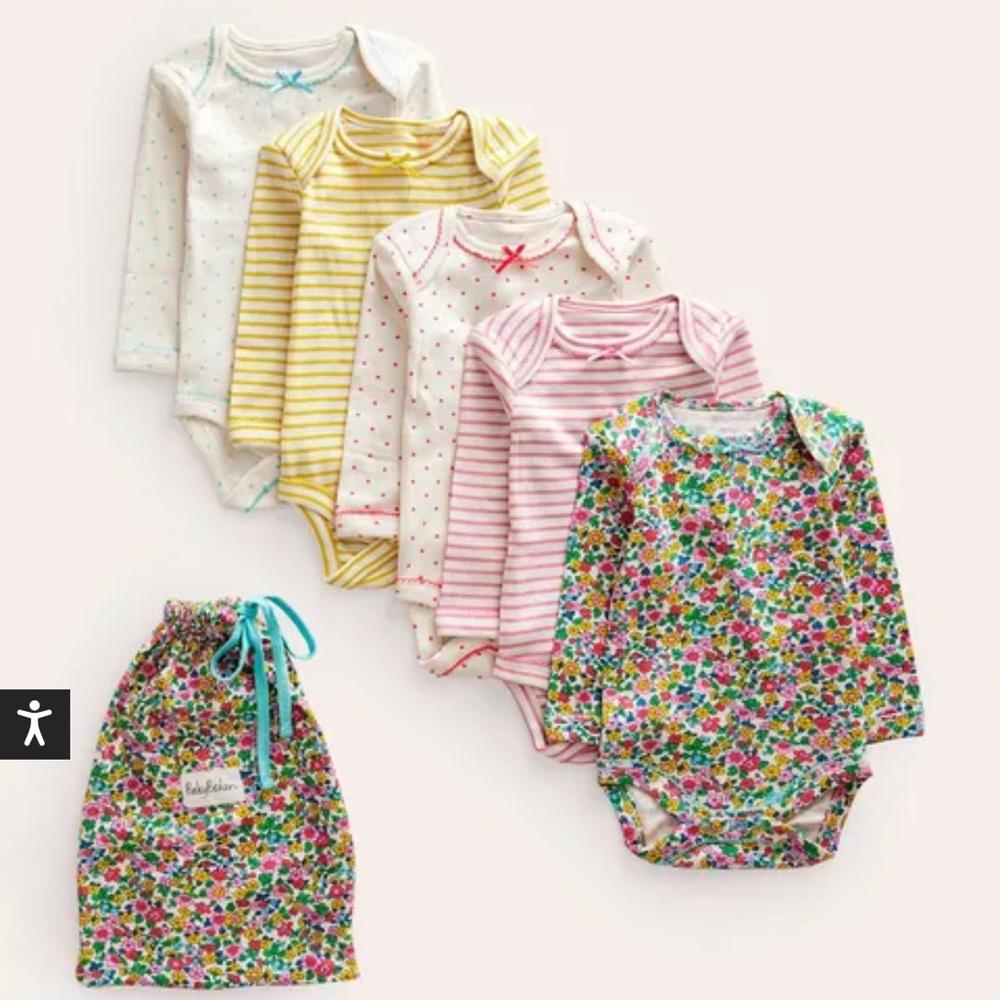 EUC Baby Boden floral/stripe/dot onsie bundle